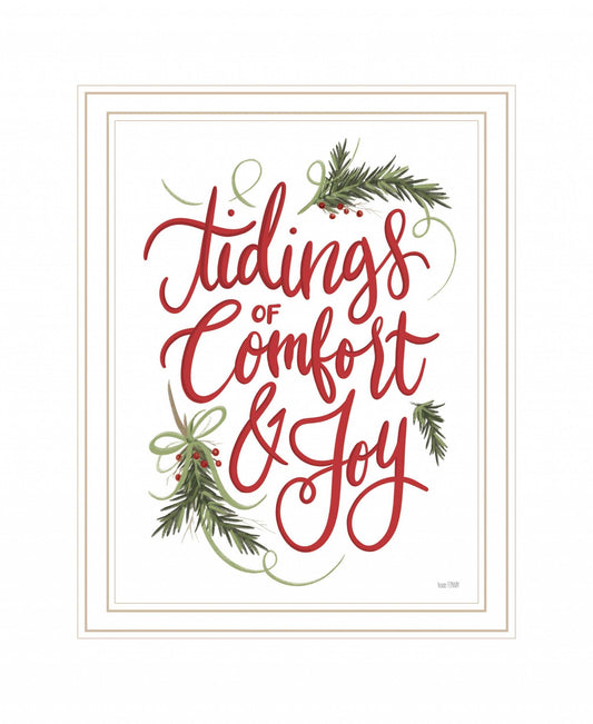 Tidings of Comfort and Joy 1 White Framed Print Wall Art - Homeroots - Flyclothing LLC