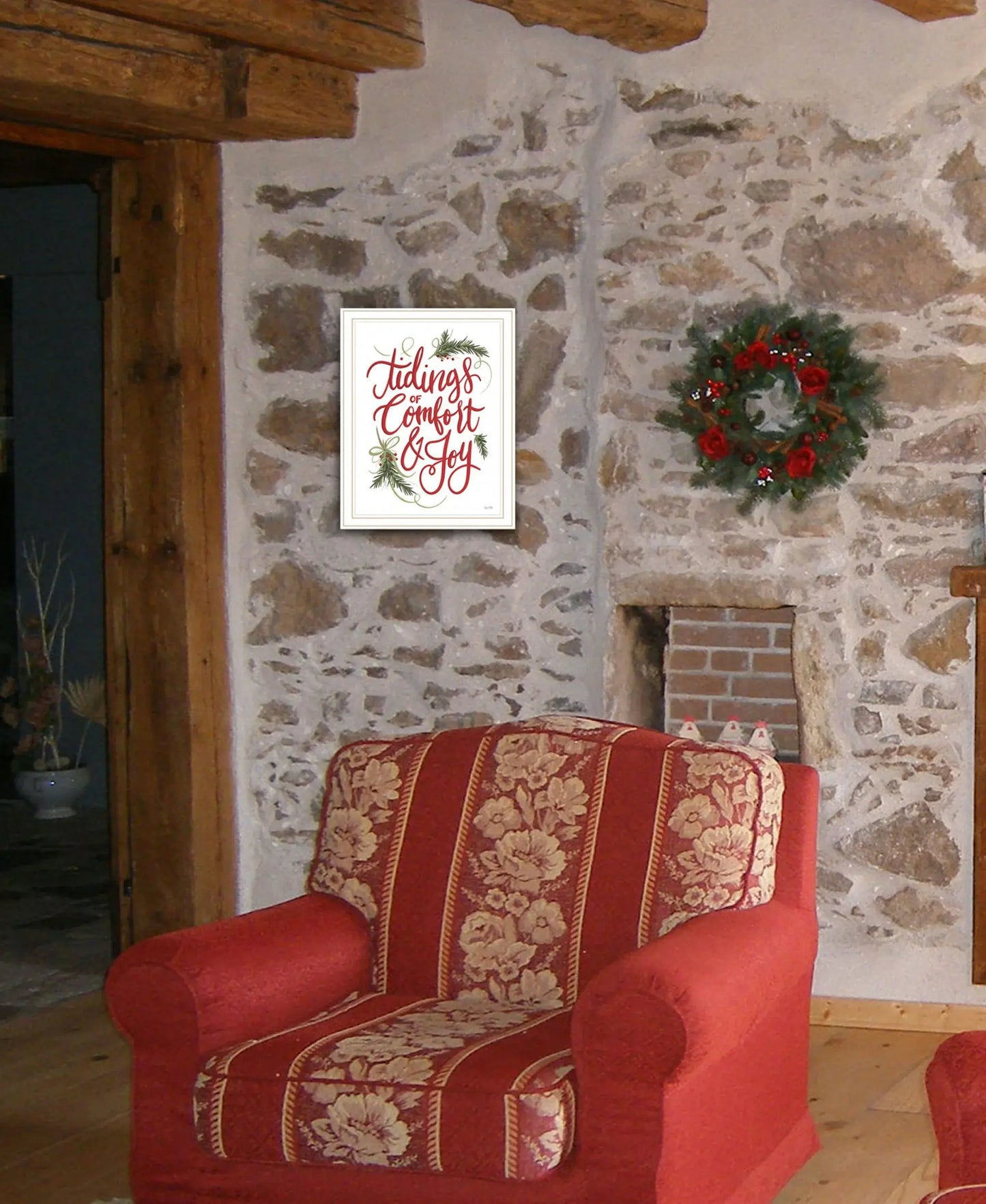 Tidings of Comfort and Joy 1 White Framed Print Wall Art - Homeroots - Flyclothing LLC