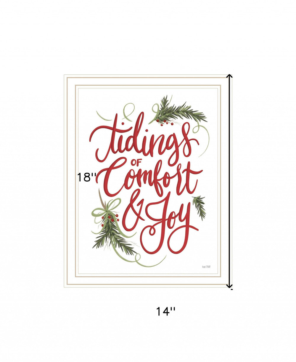 Tidings of Comfort and Joy 1 White Framed Print Wall Art - Homeroots - Flyclothing LLC