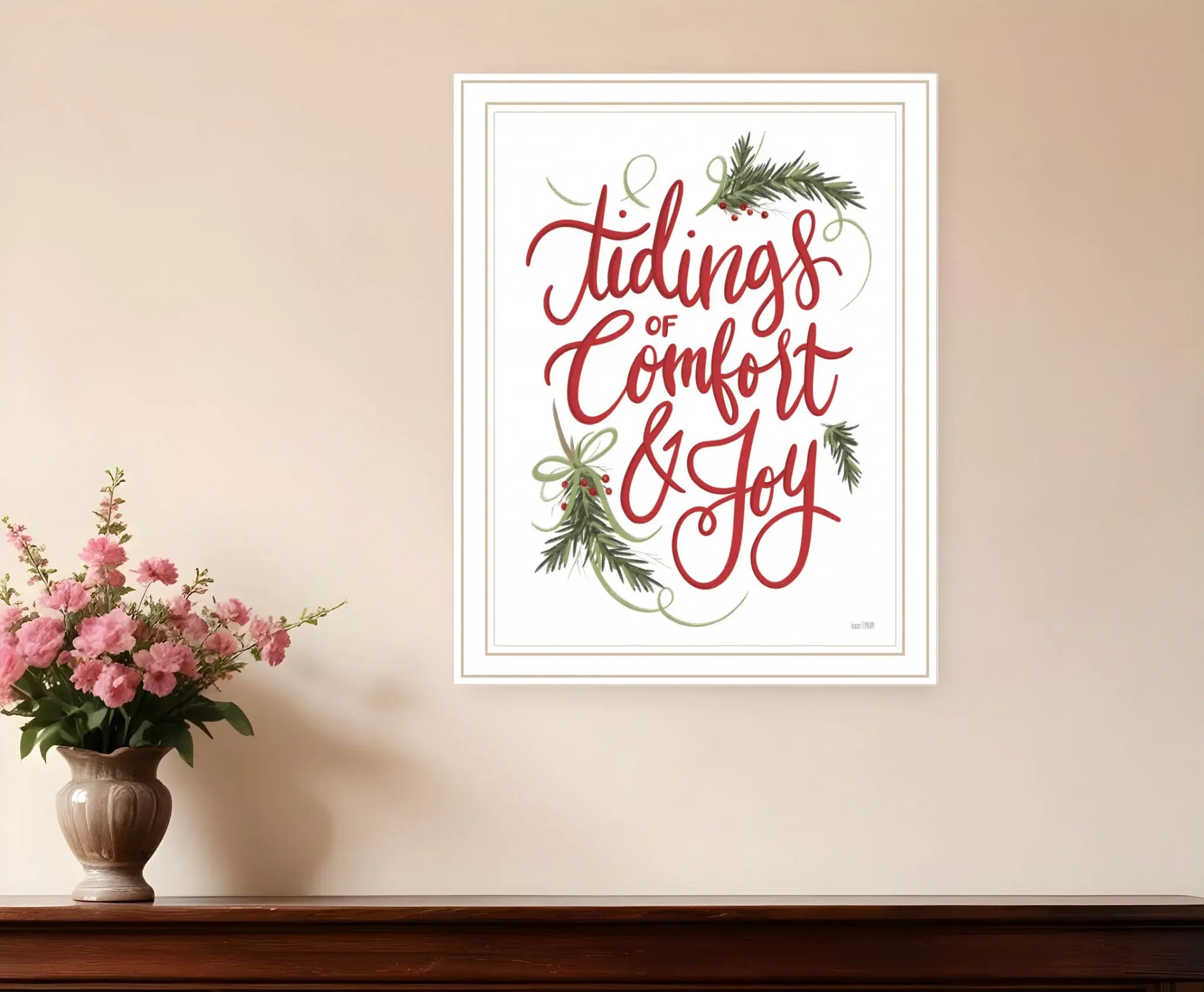 Tidings of Comfort and Joy 1 White Framed Print Wall Art - Homeroots - Flyclothing LLC