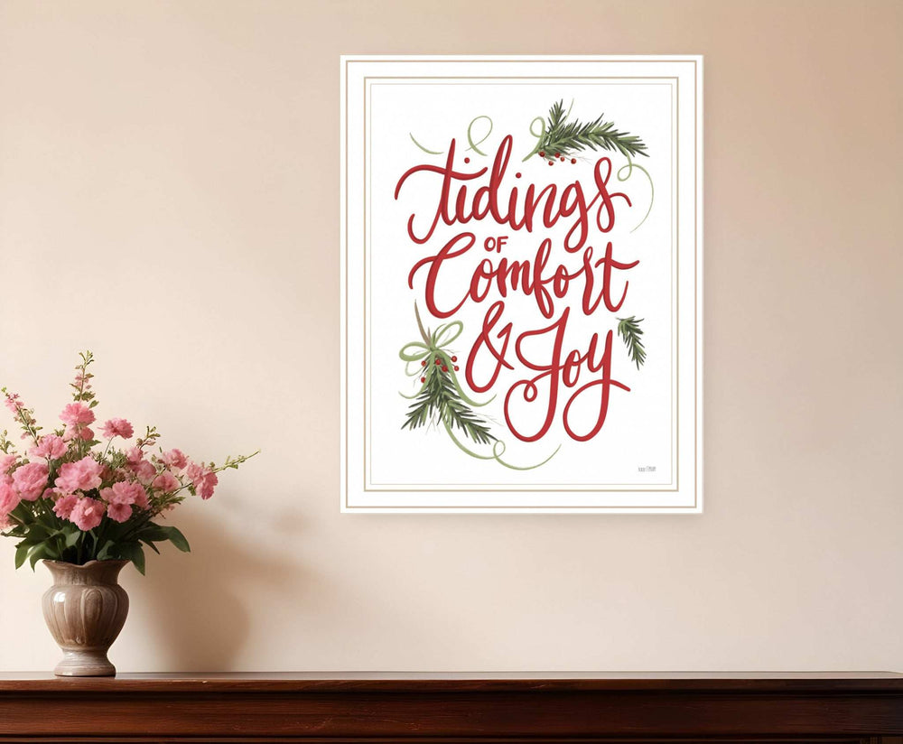 Tidings of Comfort and Joy 1 White Framed Print Wall Art - Homeroots - Flyclothing LLC