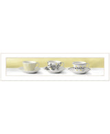 Stack of Tea CupsYellow White Framed Print Kitchen Wall Art - Homeroots - Flyclothing LLC
