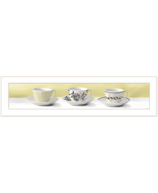 Stack of Tea CupsYellow White Framed Print Kitchen Wall Art - Homeroots - Flyclothing LLC