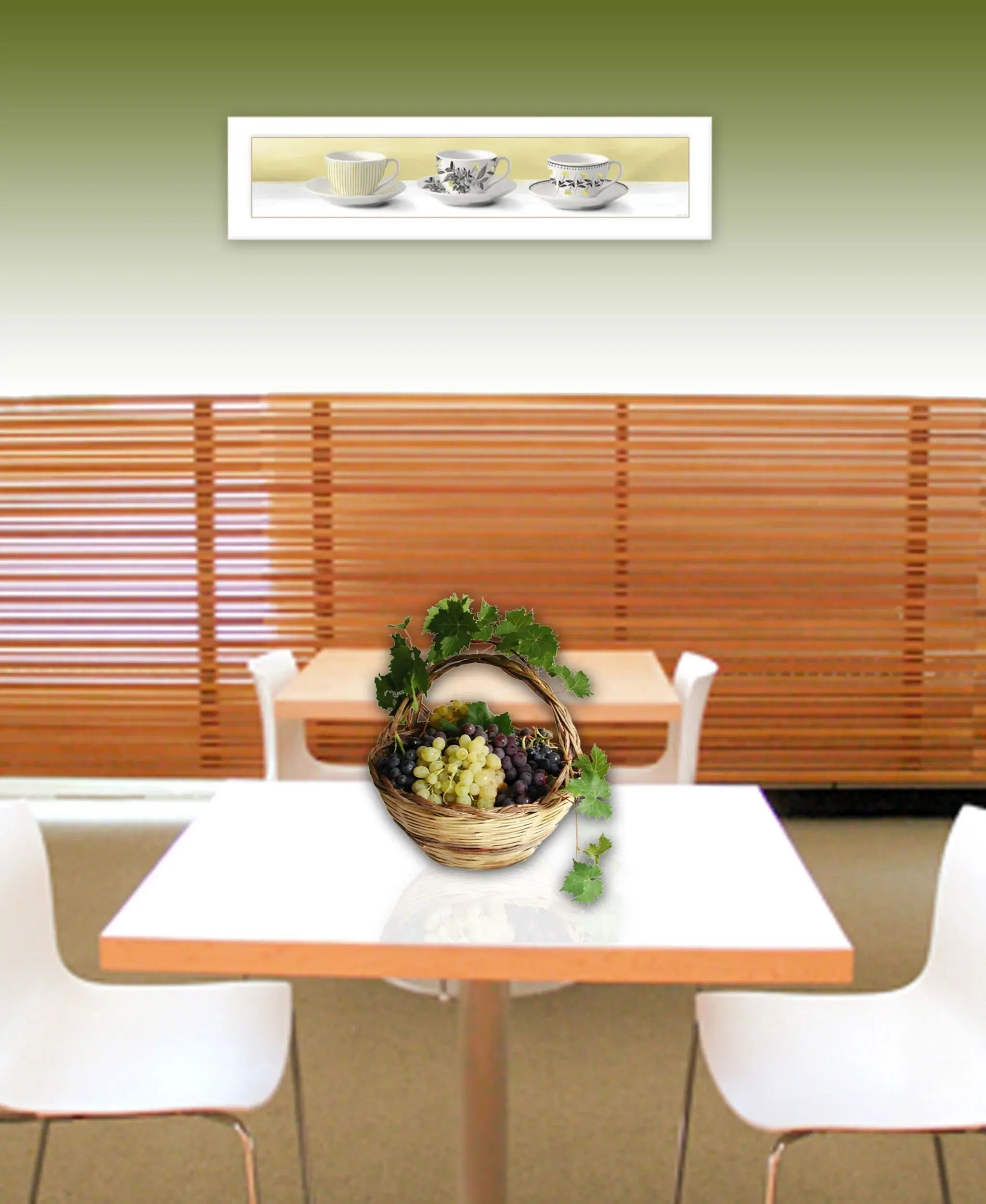 Stack of Tea CupsYellow White Framed Print Kitchen Wall Art - Homeroots - Flyclothing LLC