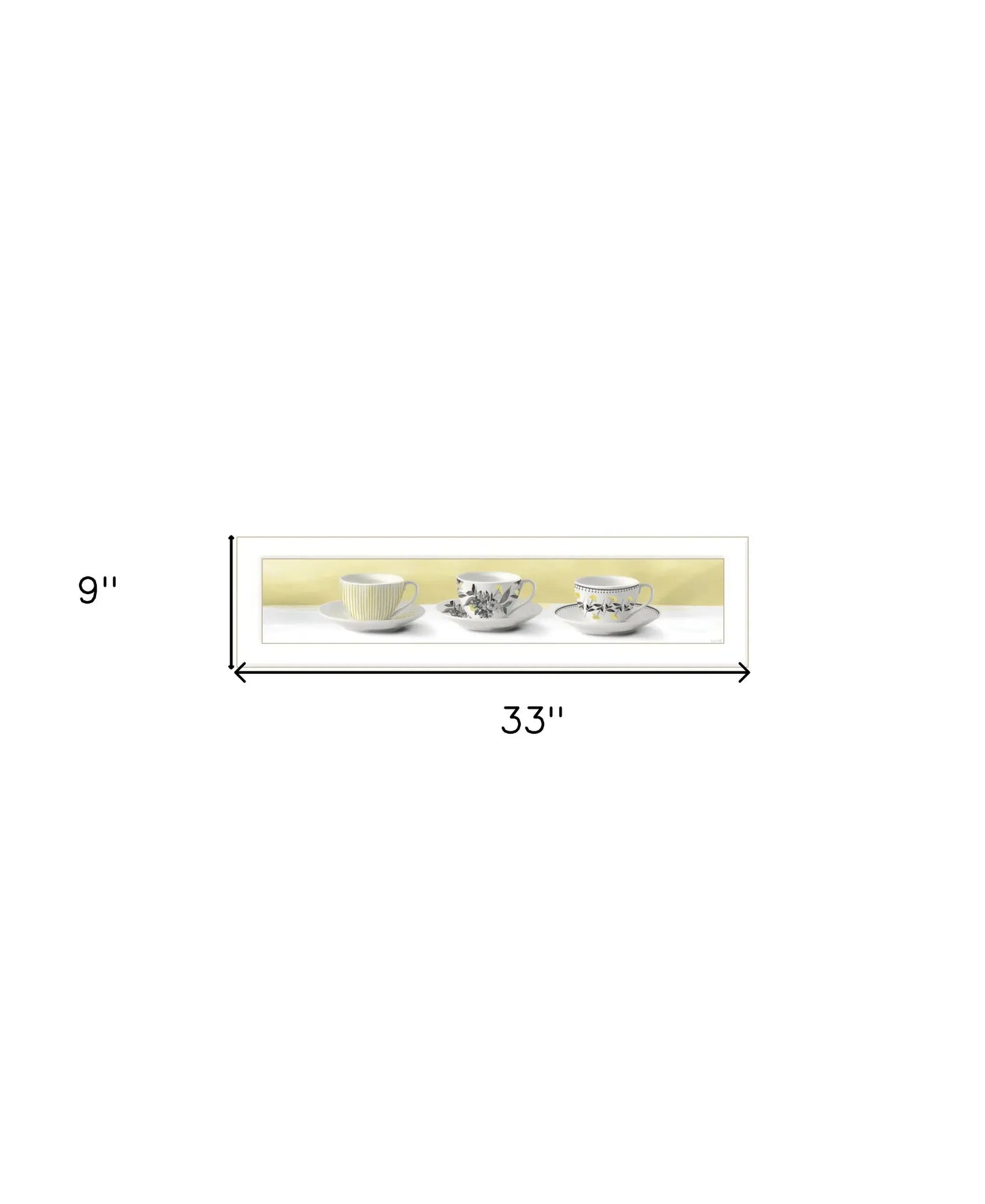 Stack of Tea CupsYellow White Framed Print Kitchen Wall Art - Homeroots - Flyclothing LLC