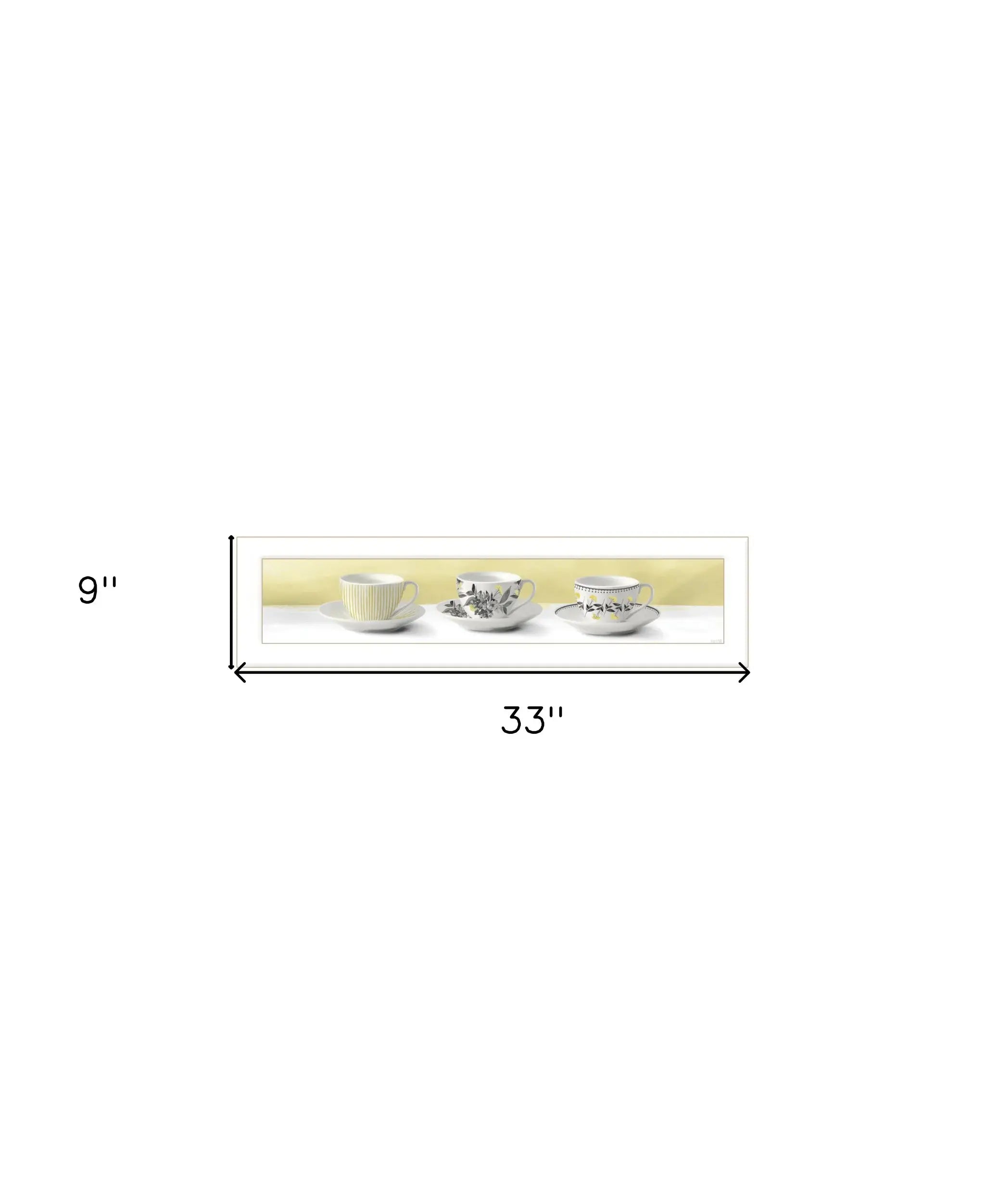 Stack of Tea CupsYellow White Framed Print Kitchen Wall Art - Homeroots - Flyclothing LLC