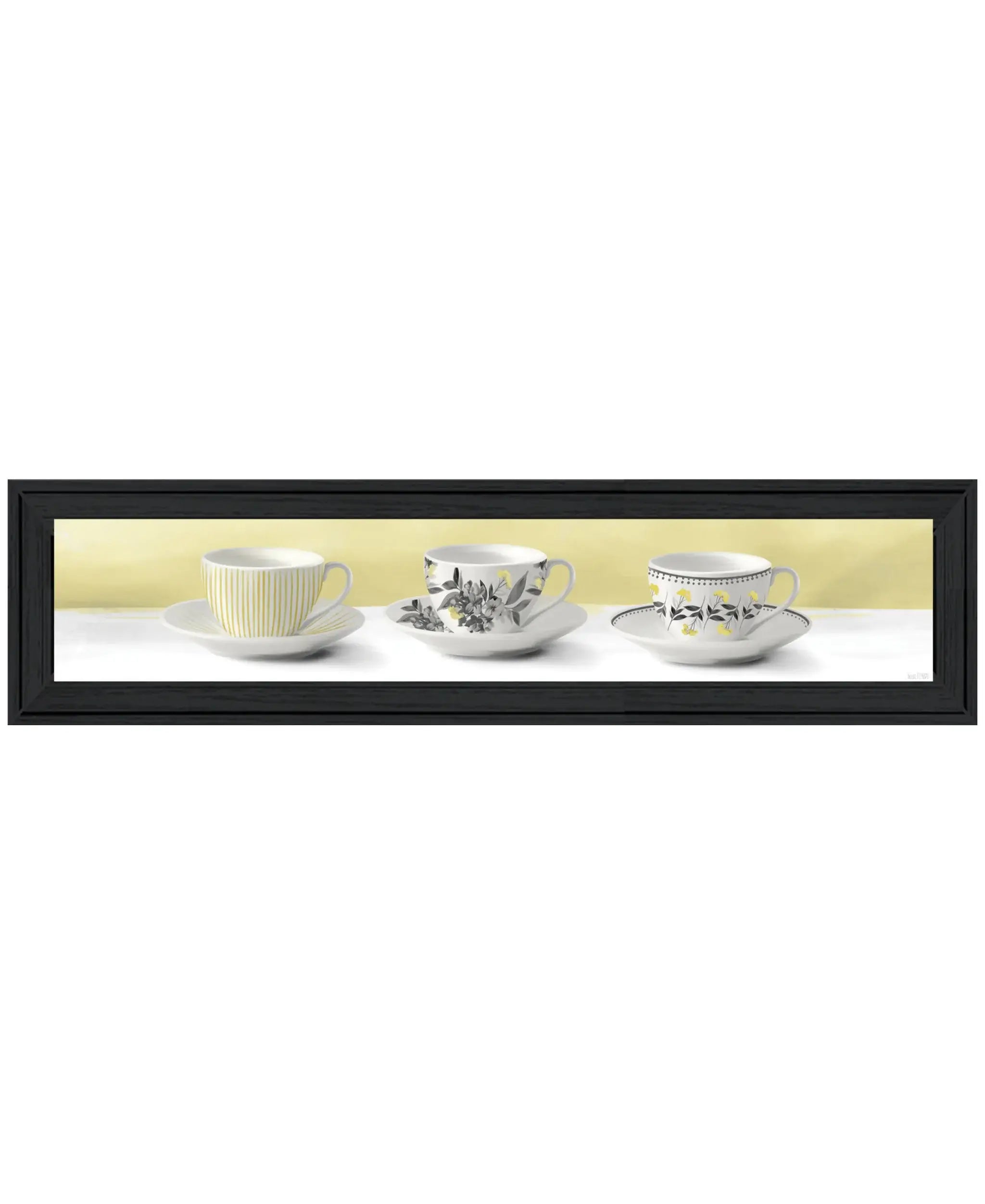 Stack of Tea CupsYellow Black Framed Print Kitchen Wall Art - Homeroots - Flyclothing LLC