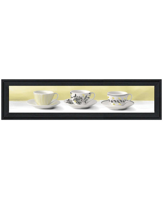 Stack of Tea CupsYellow Black Framed Print Kitchen Wall Art - Homeroots - Flyclothing LLC