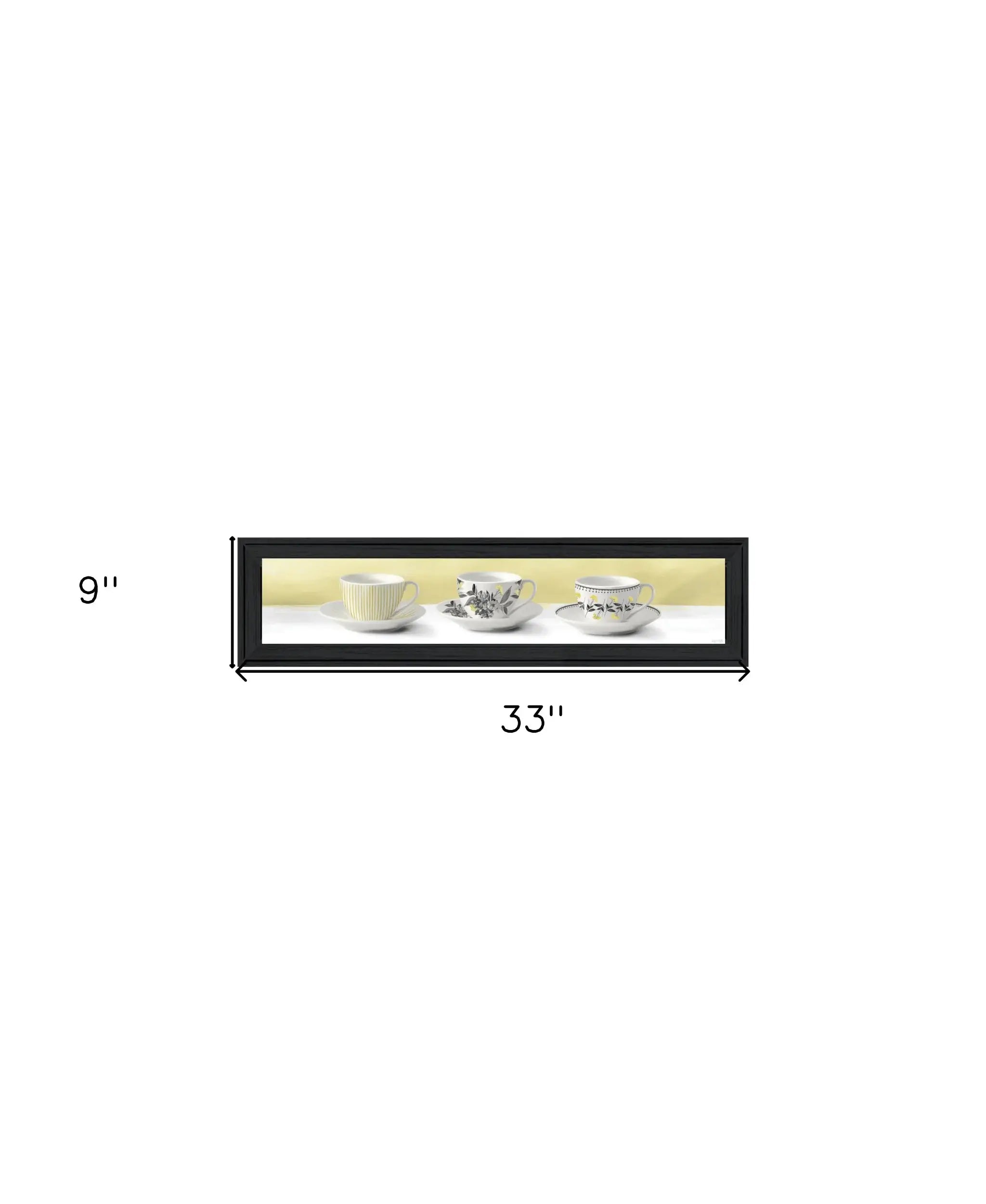 Stack of Tea CupsYellow Black Framed Print Kitchen Wall Art - Homeroots - Flyclothing LLC