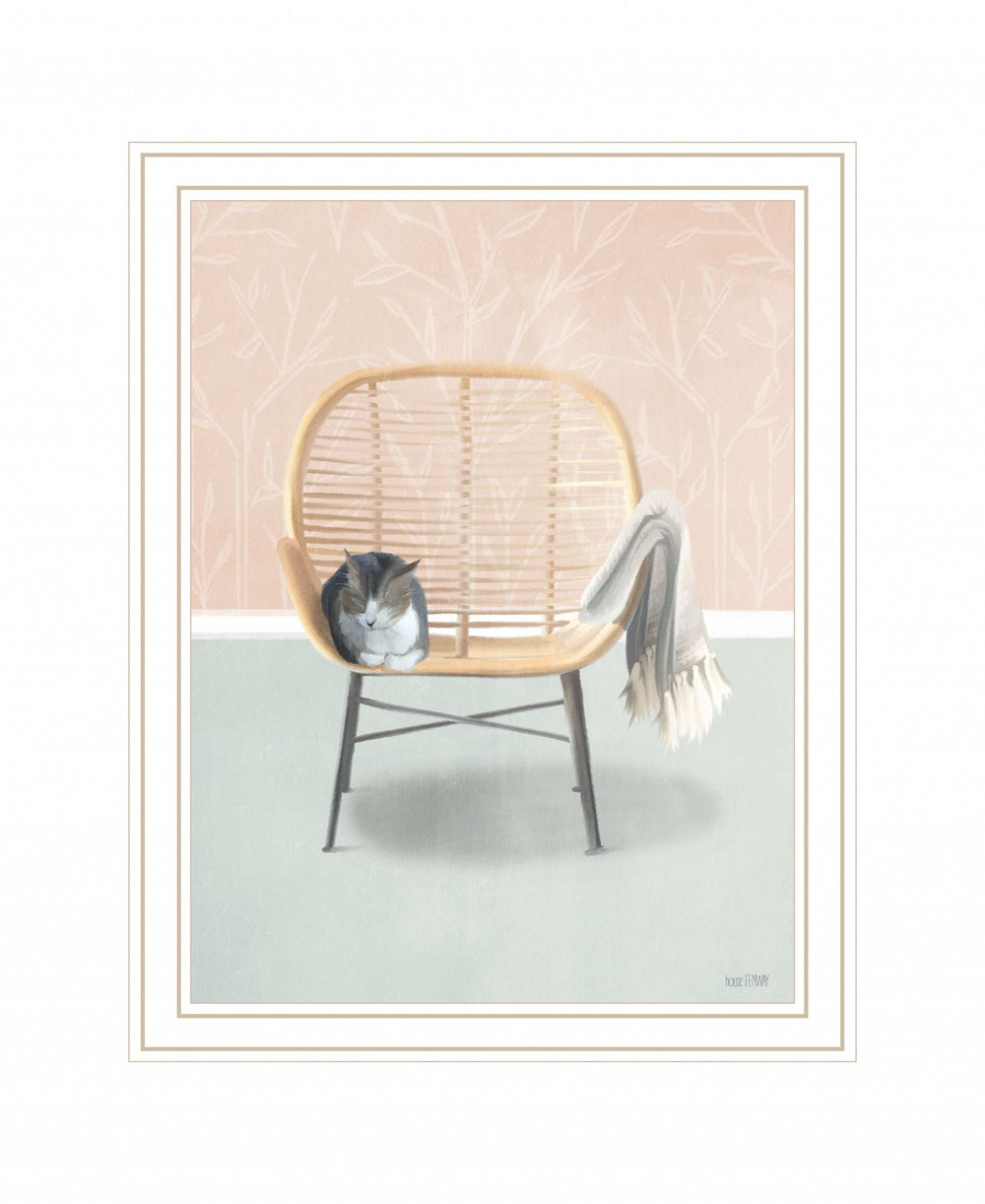 Happy Cat 2 White Framed Print Wall Art - Homeroots - Flyclothing LLC