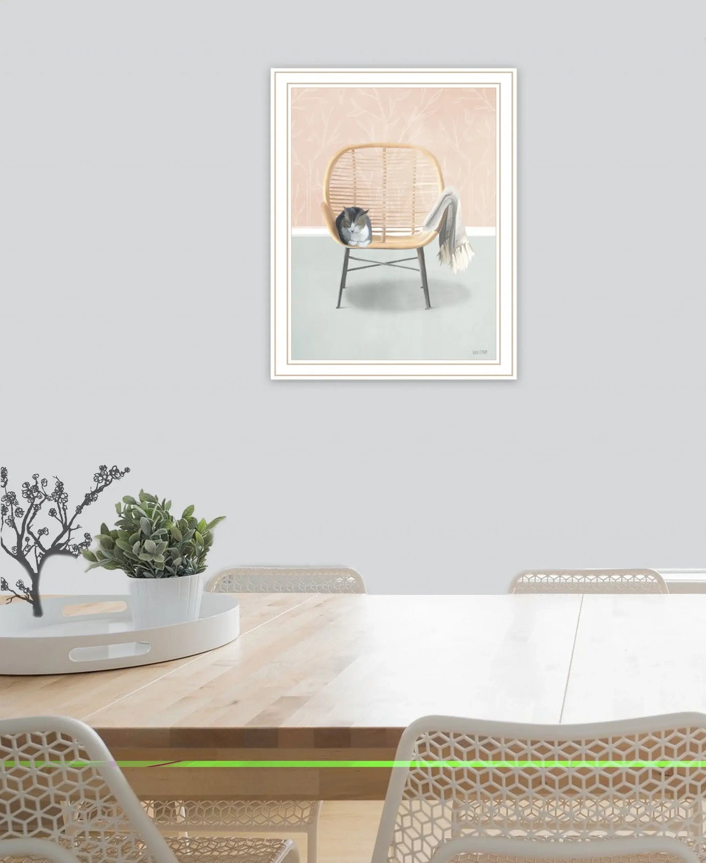 Happy Cat 2 White Framed Print Wall Art - Homeroots - Flyclothing LLC