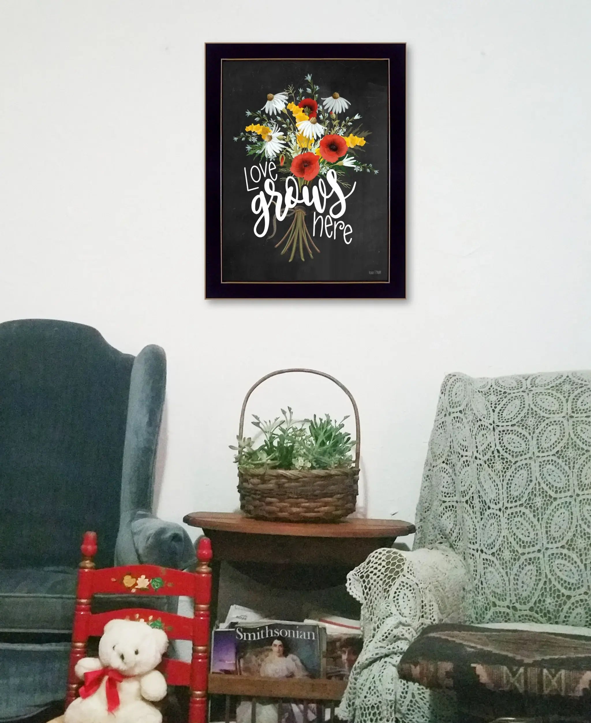 Love Grows Here 1 Black Framed Print Wall Art - Homeroots - Flyclothing LLC
