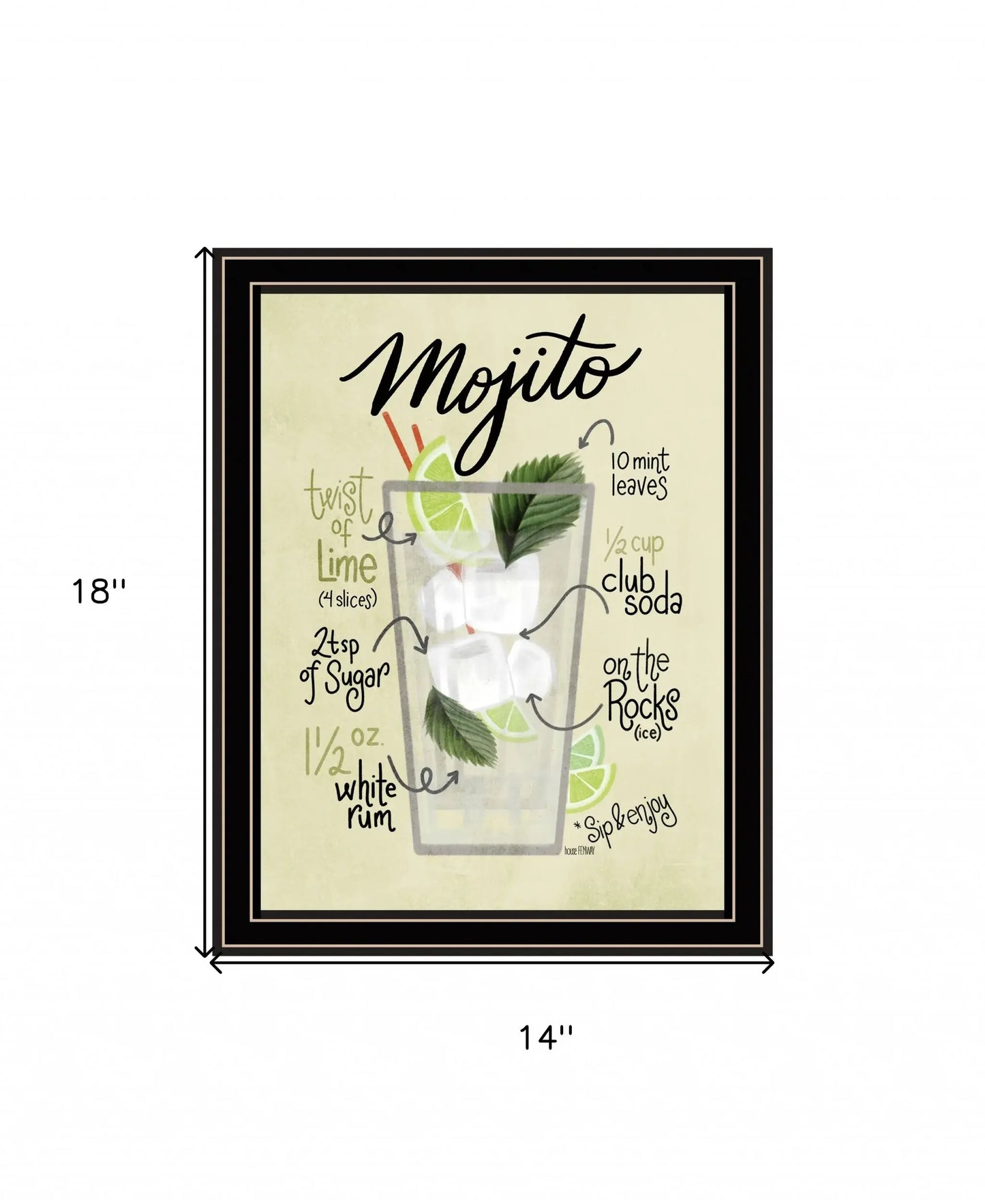 Mojito 1 Black Framed Print Wall Art - Homeroots - Flyclothing LLC