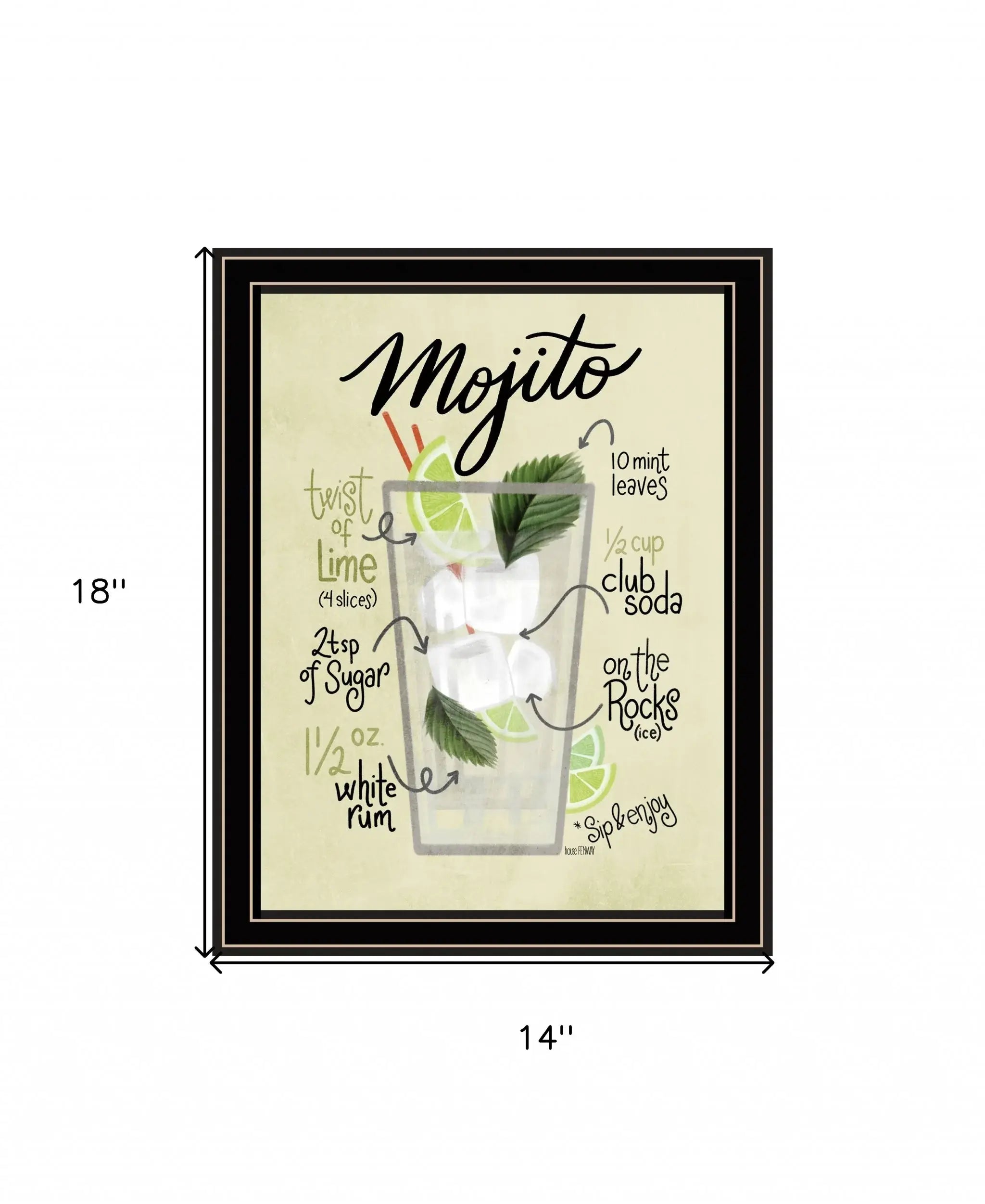 Mojito 1 Black Framed Print Wall Art - Homeroots - Flyclothing LLC