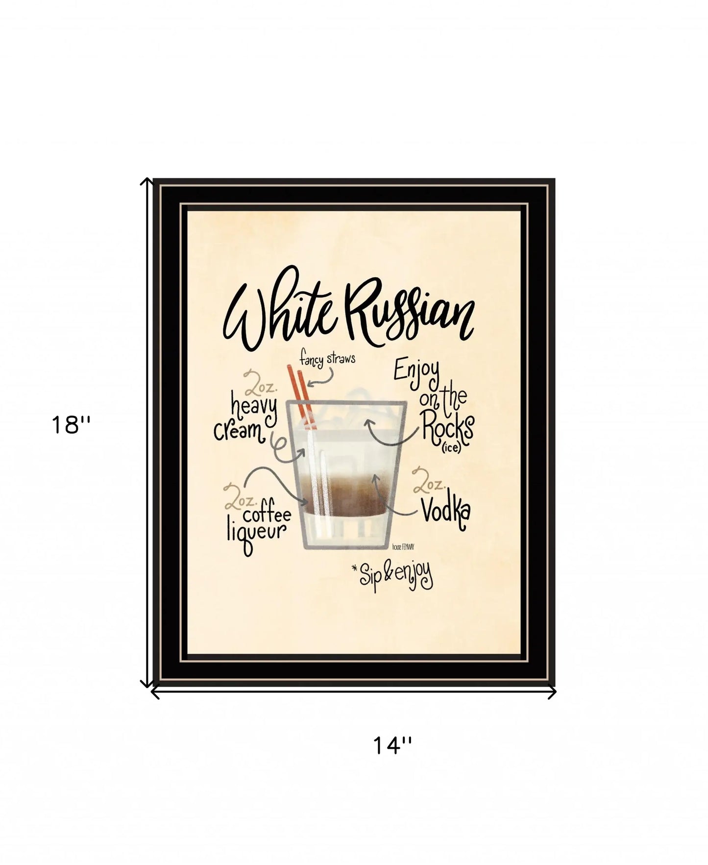 White Russian 1 Black Framed Print Wall Art - Homeroots - Flyclothing LLC