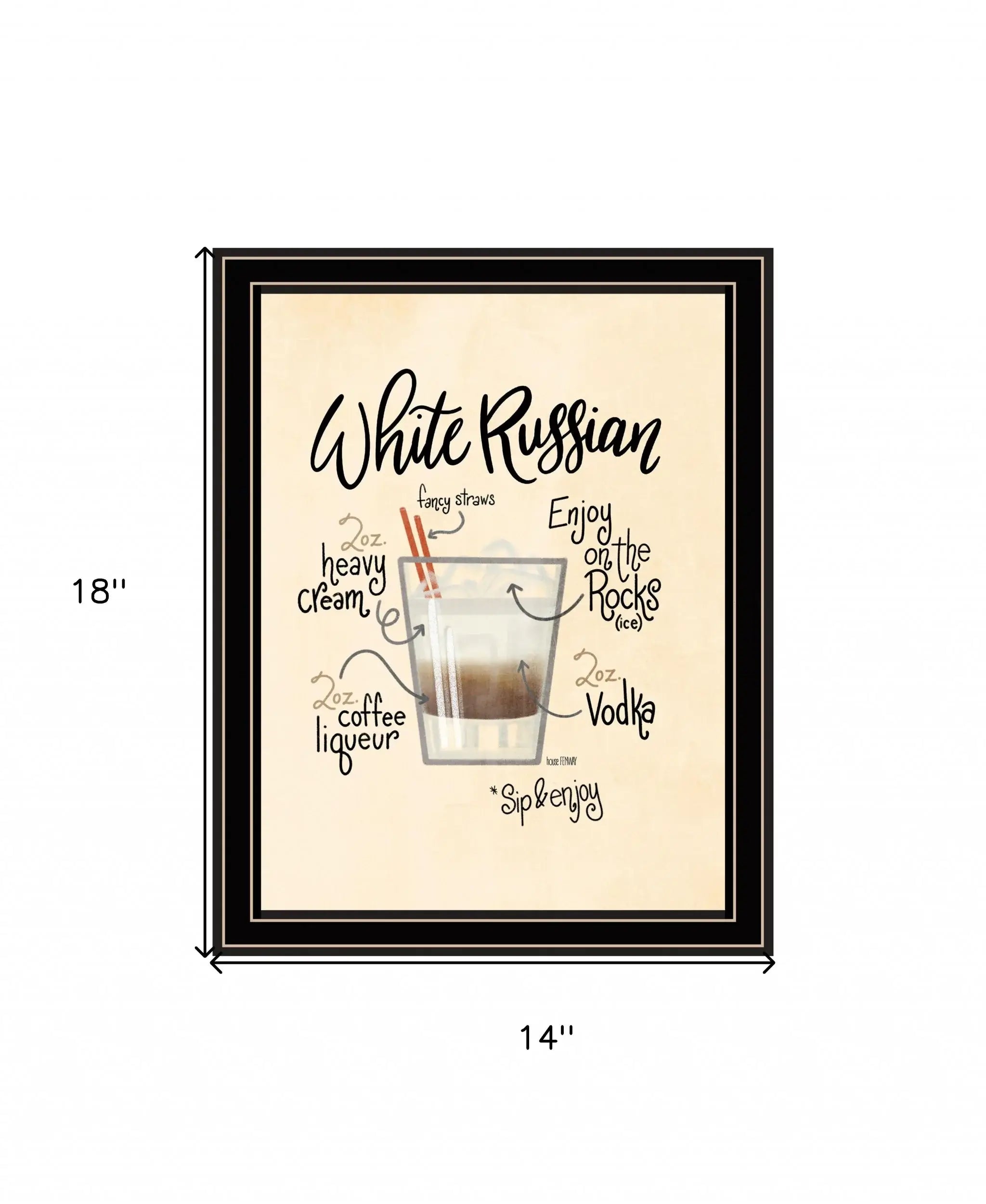 White Russian 1 Black Framed Print Wall Art - Homeroots - Flyclothing LLC