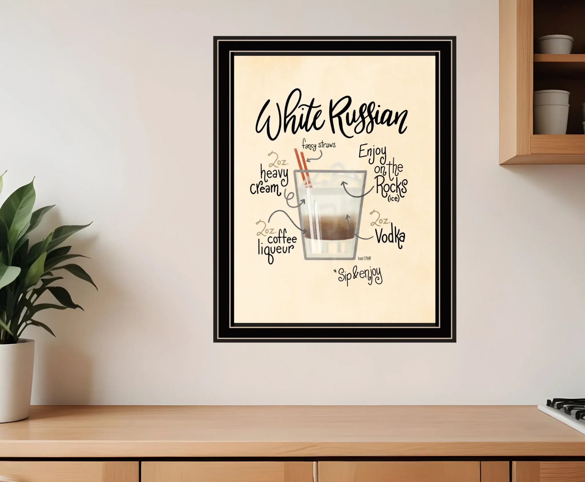 White Russian 1 Black Framed Print Wall Art - Homeroots - Flyclothing LLC