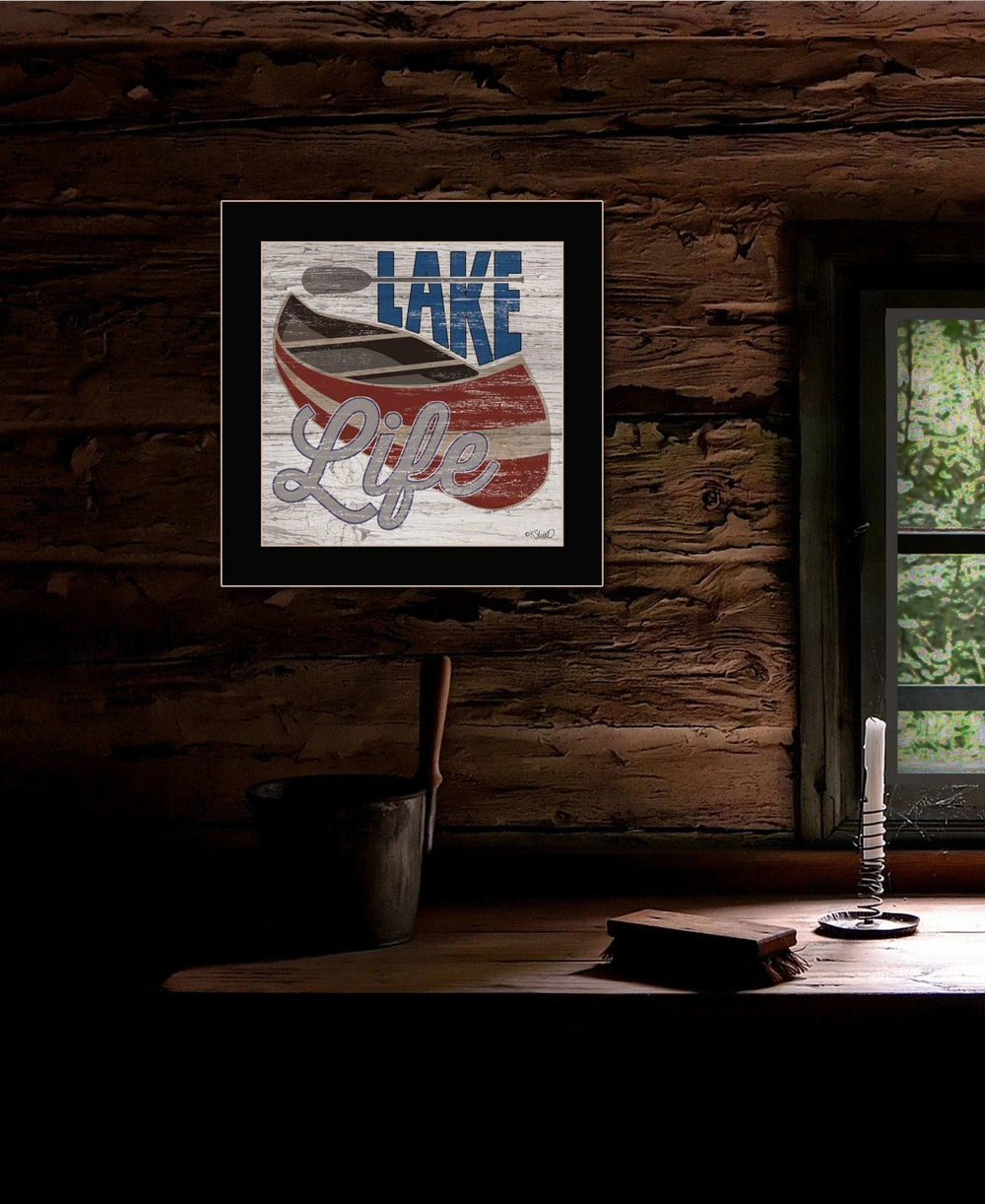 Lake Life Canoe 1 Black Framed Print Wall Art - Homeroots - Flyclothing LLC