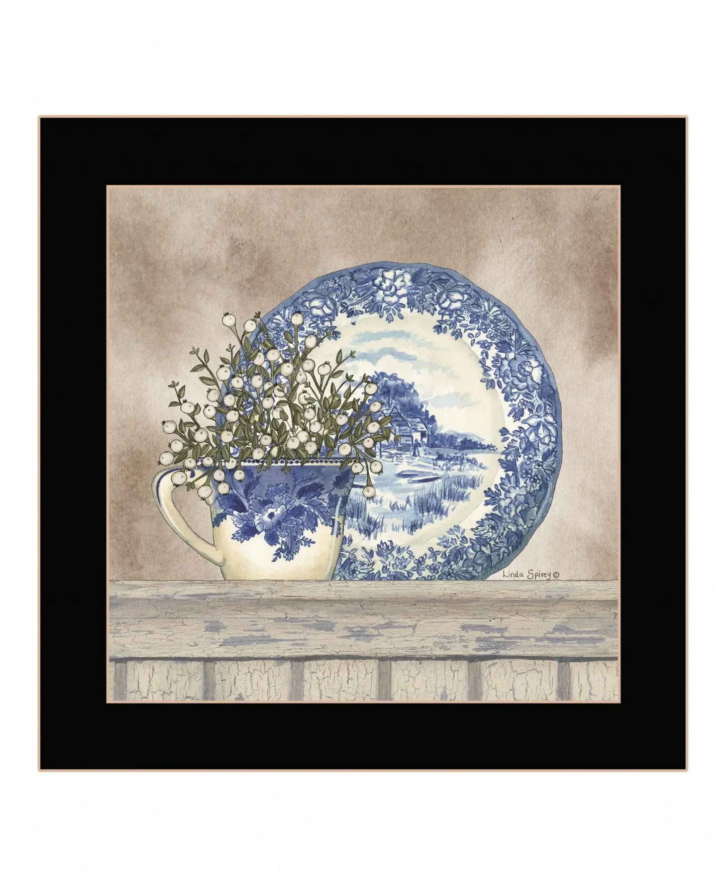 Farmhouse Blues II 1 Black Framed Print Wall Art - Homeroots - Flyclothing LLC