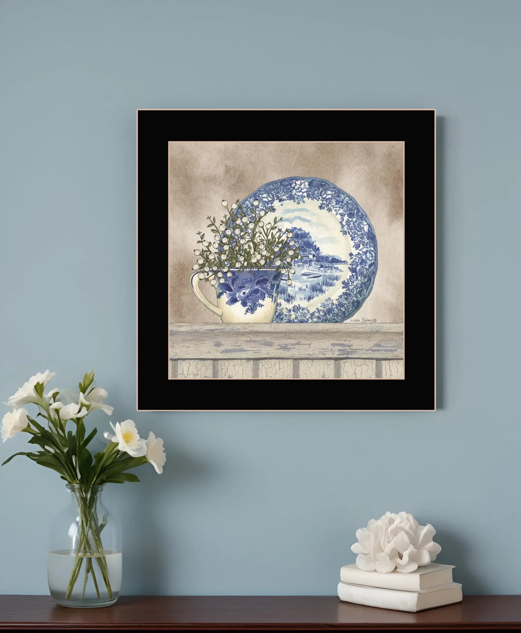 Farmhouse Blues II 1 Black Framed Print Wall Art - Homeroots - Flyclothing LLC