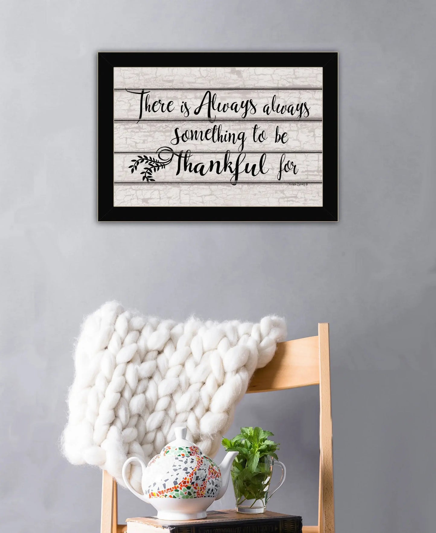 Always Thankful 1 Black Framed Print Wall Art - Homeroots - Flyclothing LLC
