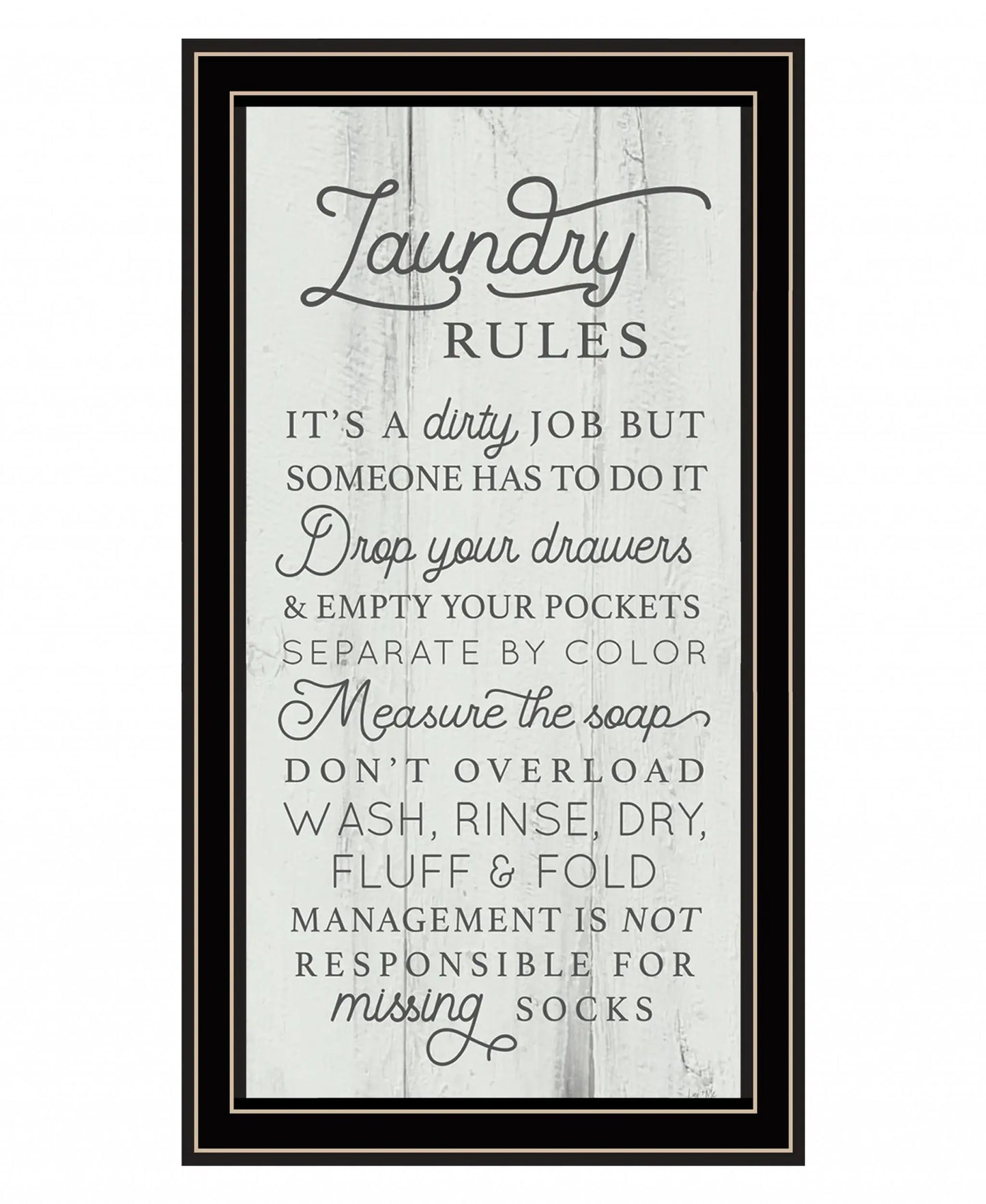 Laundry Rules 1 Black Framed Print Bathroom Wall Art - Homeroots - Flyclothing LLC