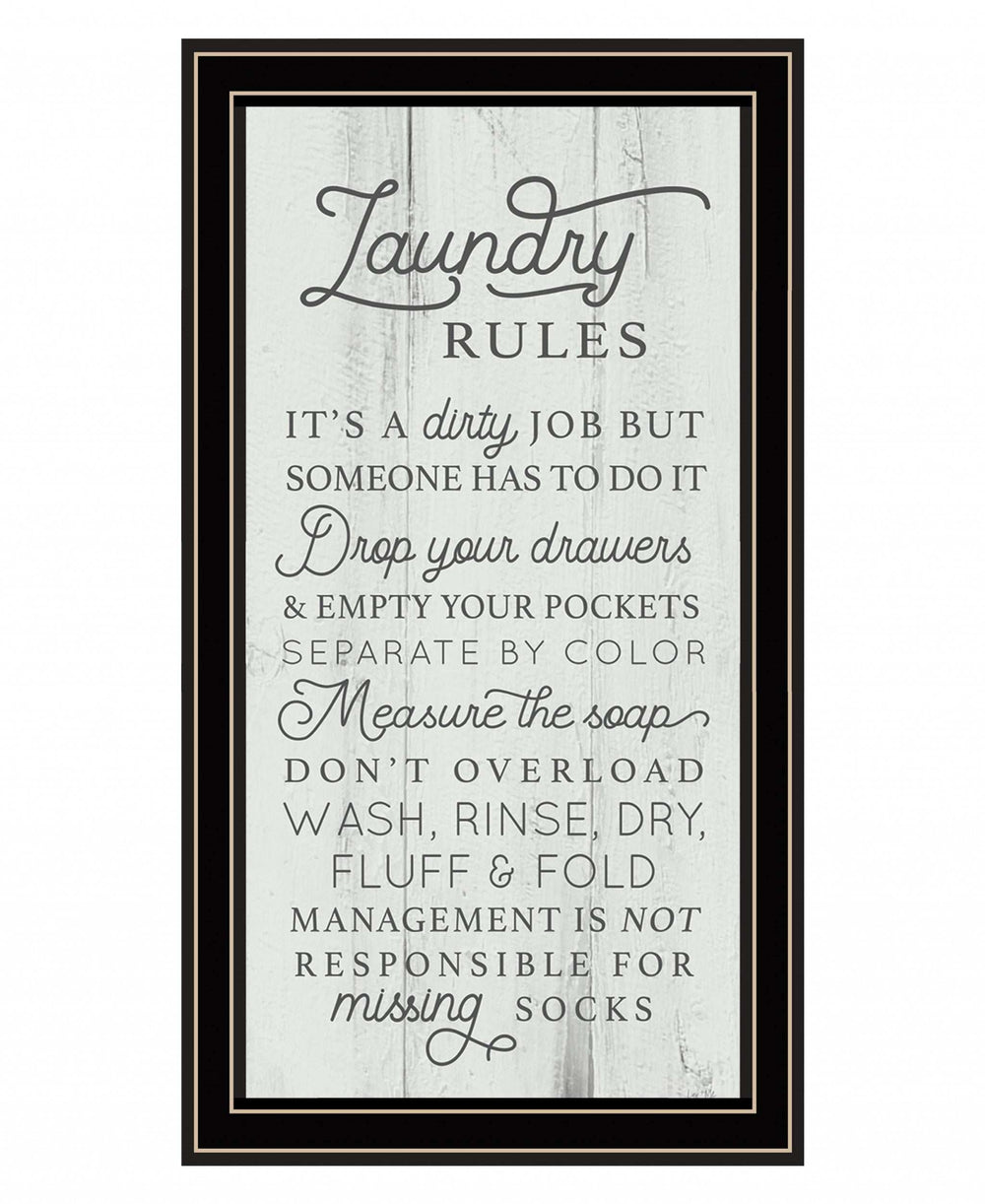 Laundry Rules 1 Black Framed Print Bathroom Wall Art - Homeroots - Flyclothing LLC