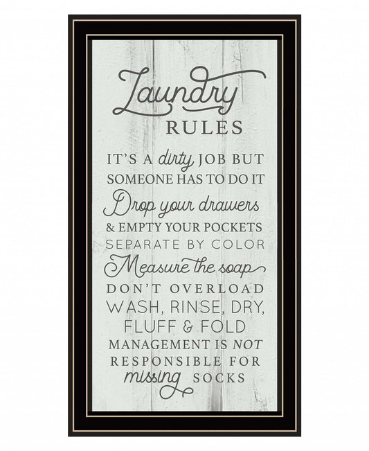 Laundry Rules 1 Black Framed Print Bathroom Wall Art - Homeroots - Flyclothing LLC
