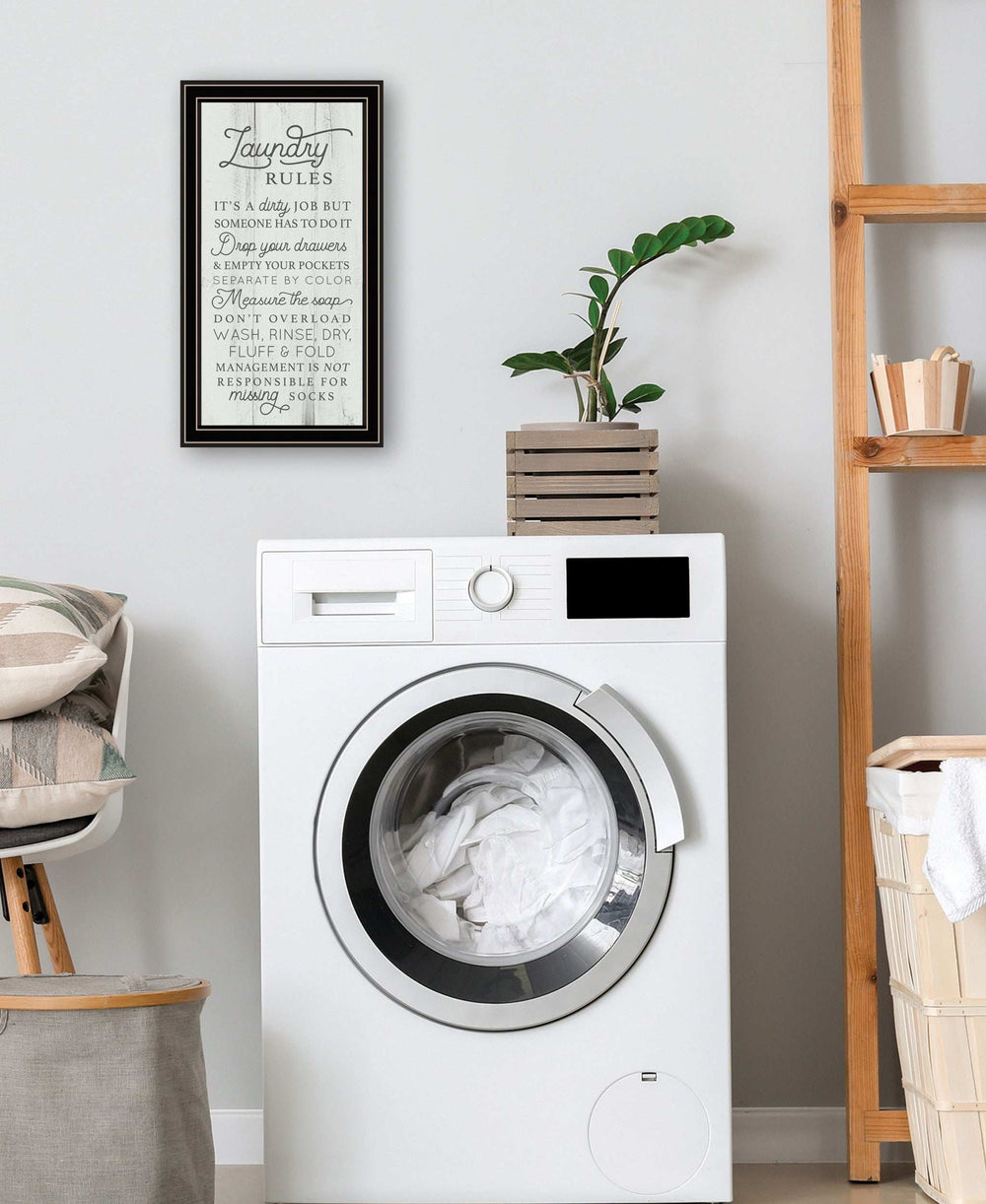 Laundry Rules 1 Black Framed Print Bathroom Wall Art - Homeroots - Flyclothing LLC