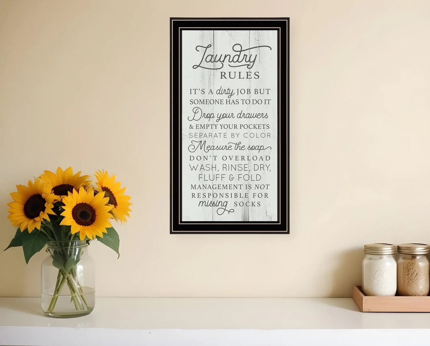 Laundry Rules 1 Black Framed Print Bathroom Wall Art - Homeroots - Flyclothing LLC