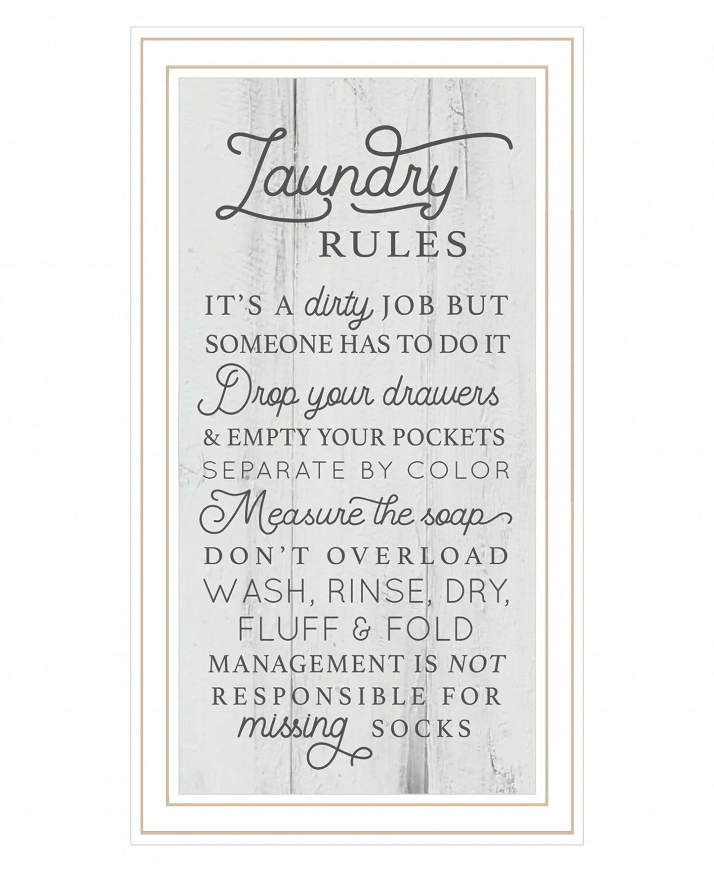 Laundry Rules 2 White Framed Print Bathroom Wall Art - Homeroots - Flyclothing LLC