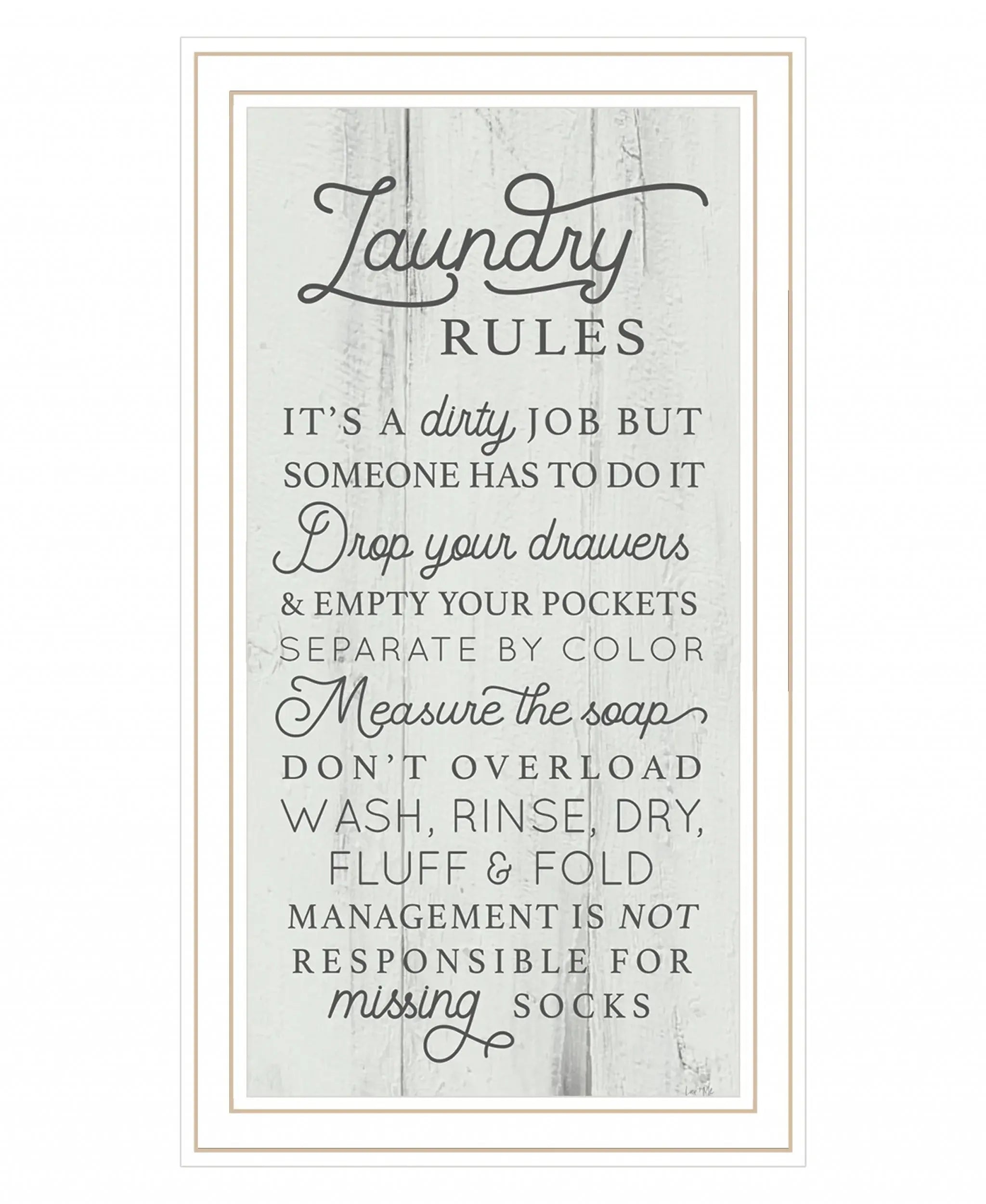 Laundry Rules 2 White Framed Print Bathroom Wall Art - Homeroots - Flyclothing LLC