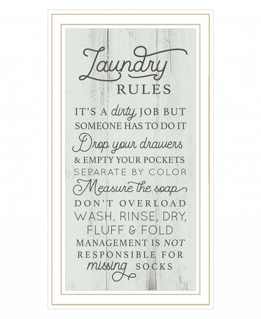 Laundry Rules 2 White Framed Print Bathroom Wall Art - Homeroots - Flyclothing LLC