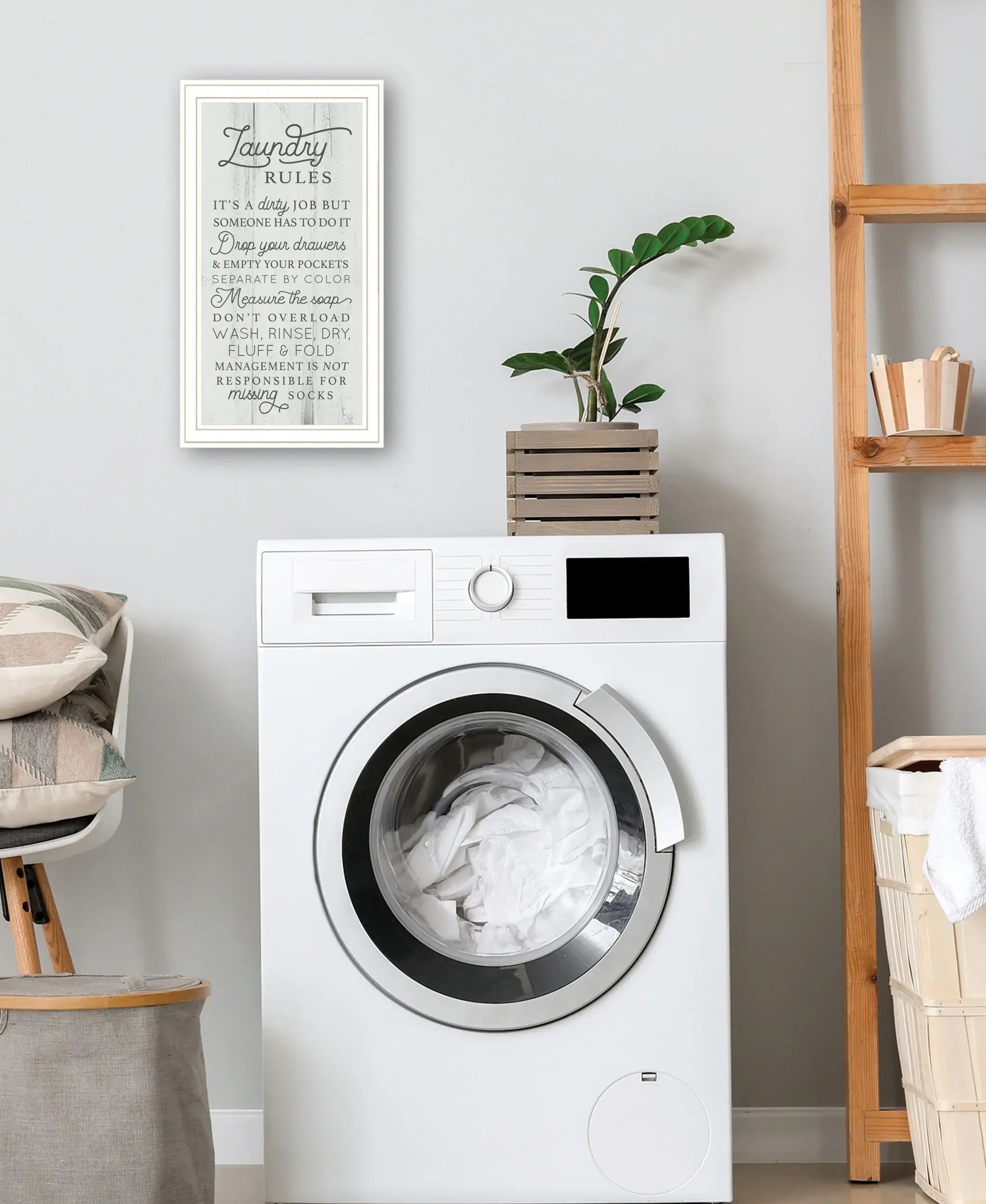 Laundry Rules 2 White Framed Print Bathroom Wall Art - Homeroots - Flyclothing LLC