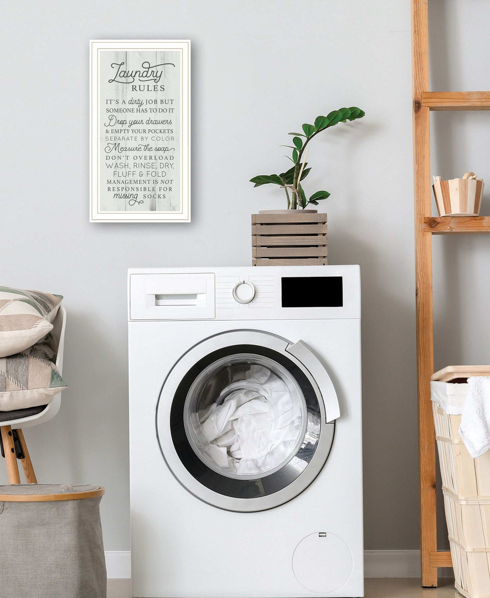 Laundry Rules 2 White Framed Print Bathroom Wall Art - Homeroots - Flyclothing LLC