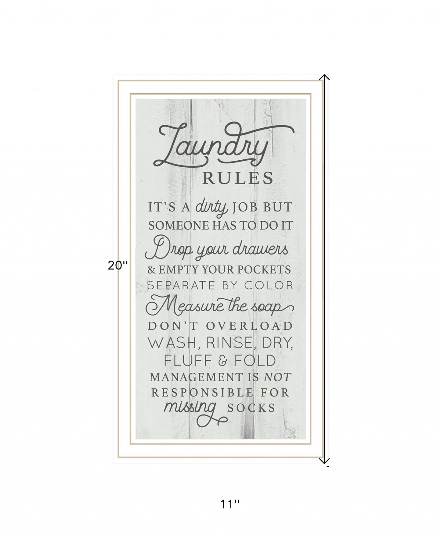 Laundry Rules 2 White Framed Print Bathroom Wall Art - Homeroots - Flyclothing LLC