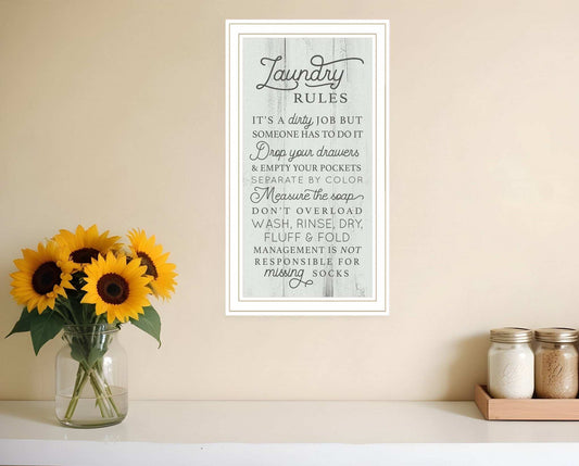 Laundry Rules 2 White Framed Print Bathroom Wall Art - Homeroots - Flyclothing LLC