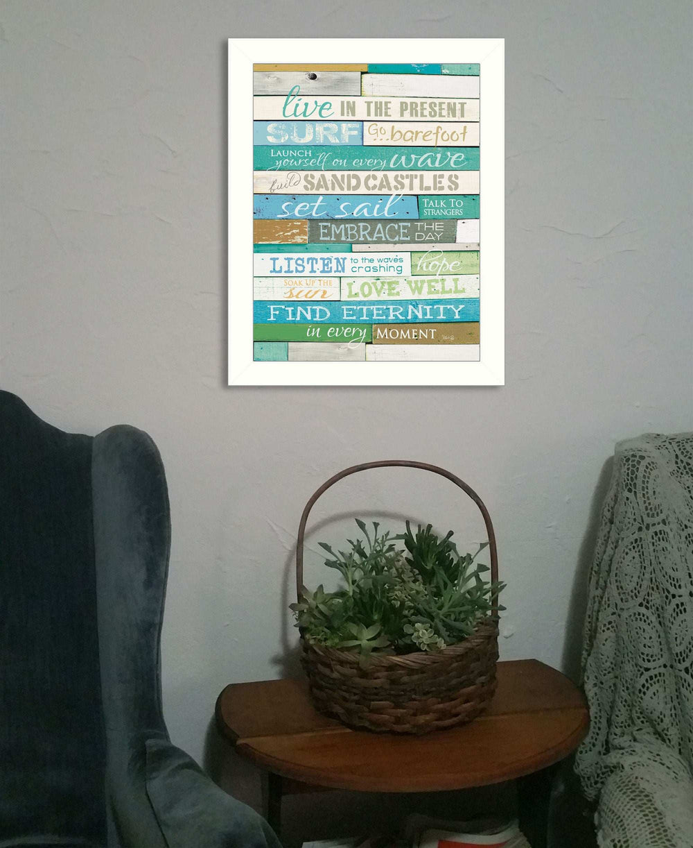 Live in the Present 4 White Framed Print Wall Art - Homeroots - Flyclothing LLC