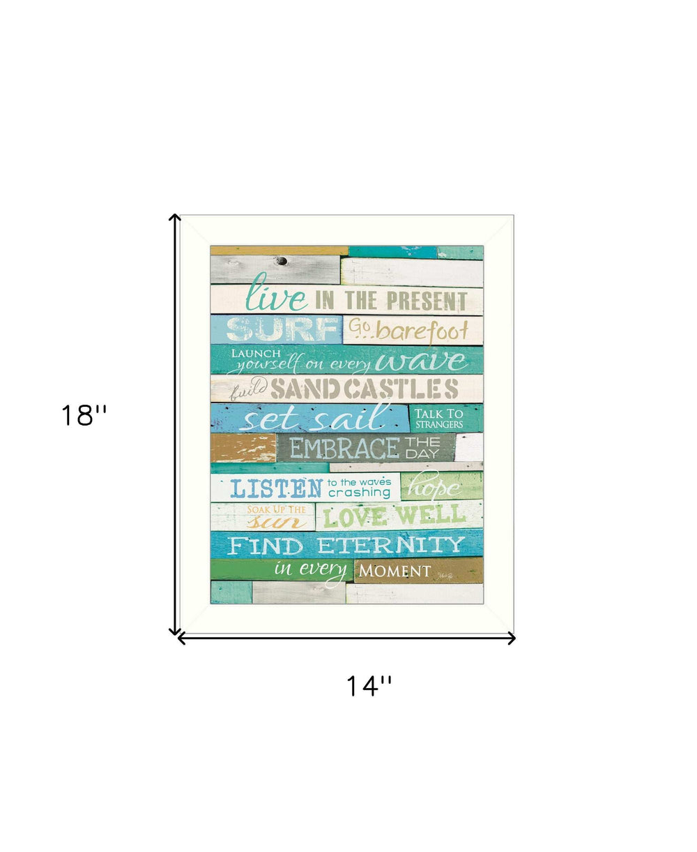 Live in the Present 4 White Framed Print Wall Art - Homeroots - Flyclothing LLC