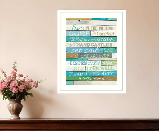 Live in the Present 4 White Framed Print Wall Art - Homeroots - Flyclothing LLC