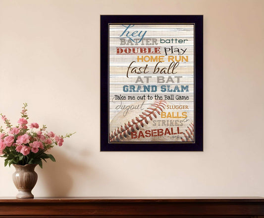 Hey Batter Batter 3 Black Framed Print Wall Art - Homeroots - Flyclothing LLC