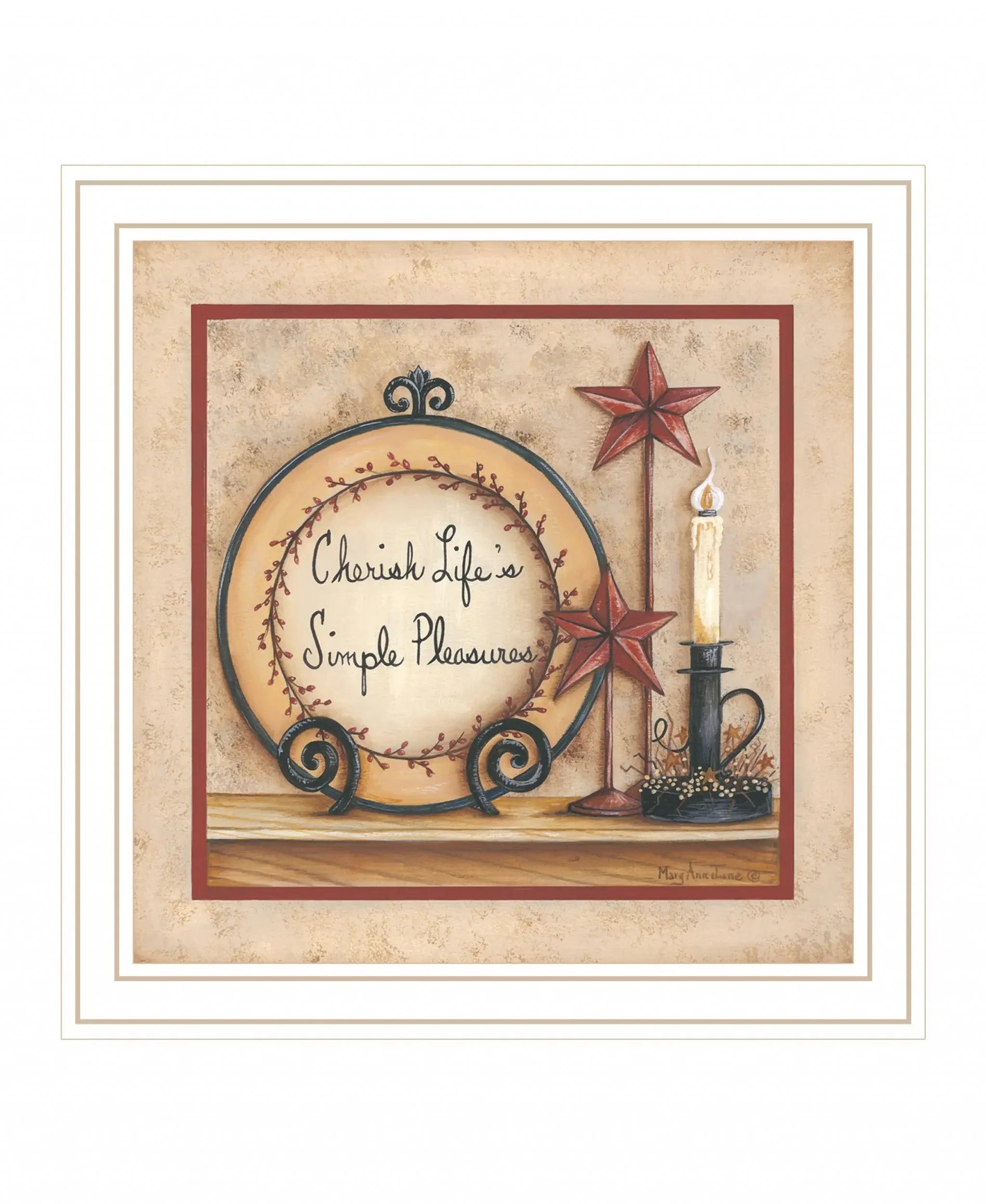 Simple Pleasures 4 White Framed Print Wall Art - Homeroots - Flyclothing LLC