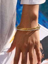 18K Gold-Plated Crossover Inlaid Zircon Bracelet - Trendsi - Flyclothing LLC