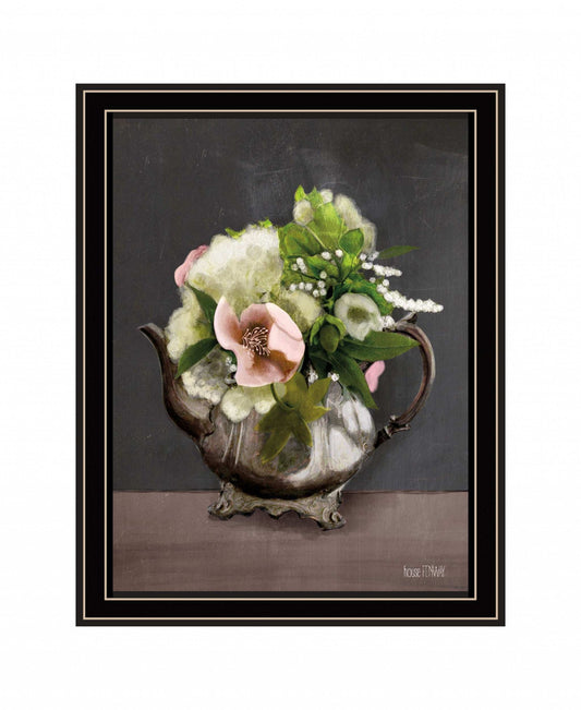 Vintage Floral Tea Pot 2 Black Framed Print Kitchen Wall Art - Homeroots - Flyclothing LLC
