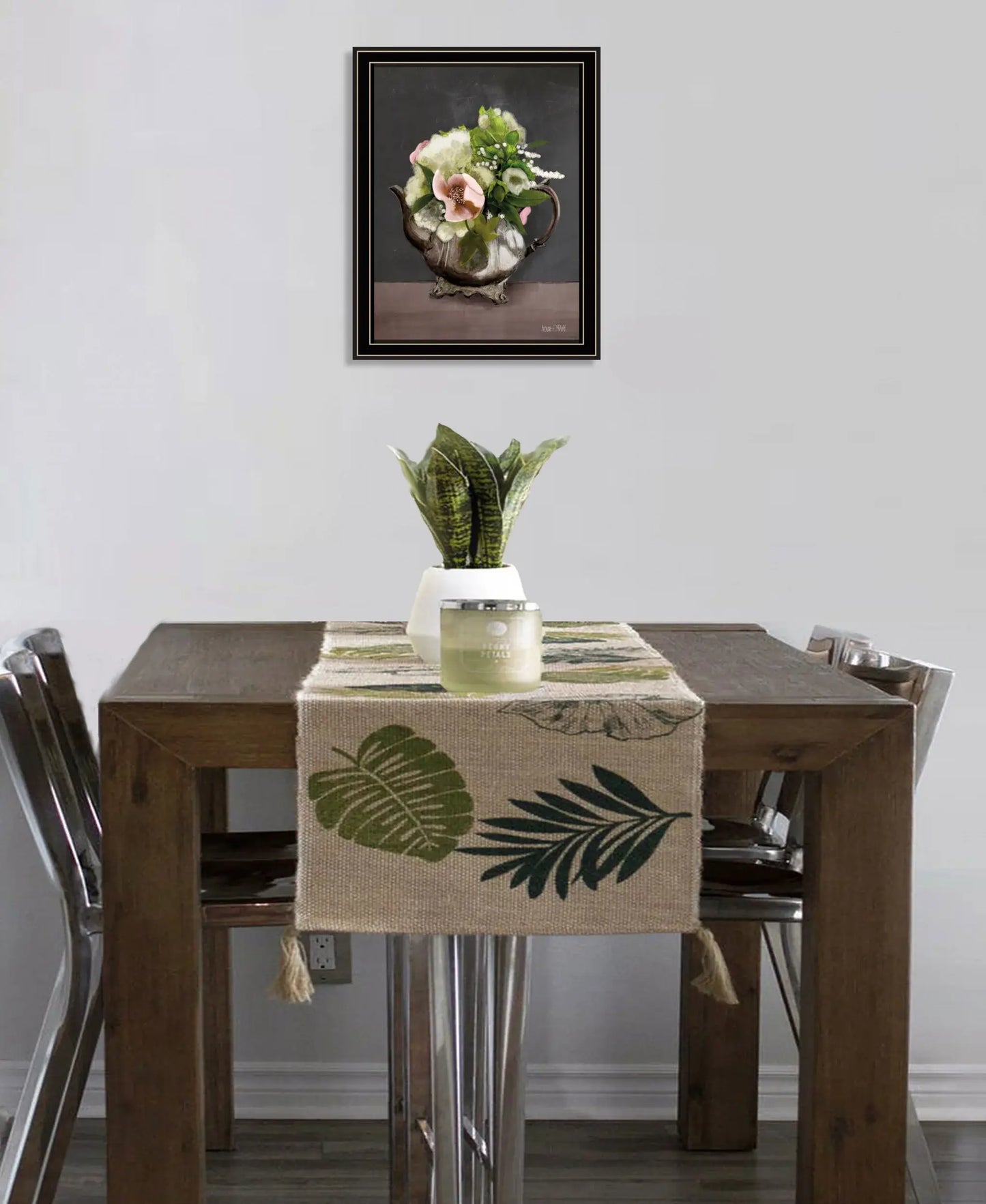 Vintage Floral Tea Pot 2 Black Framed Print Kitchen Wall Art - Homeroots - Flyclothing LLC