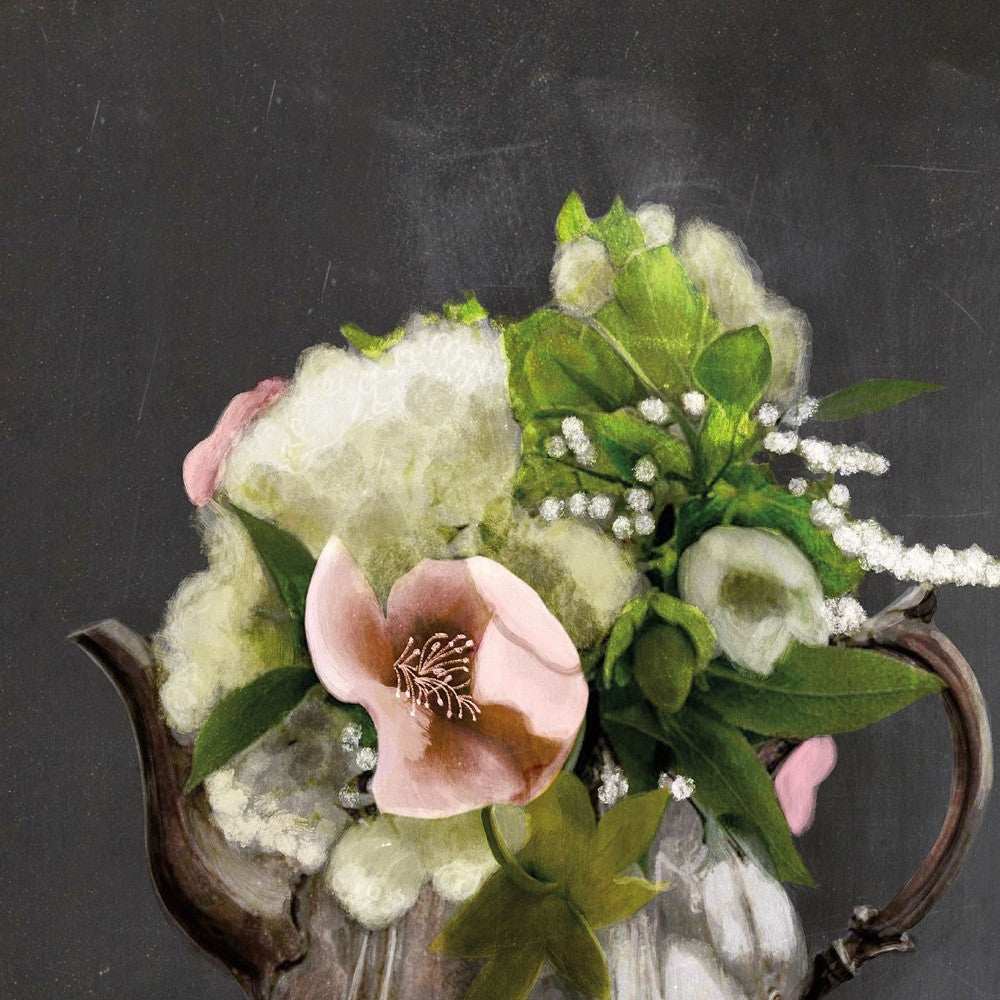 Vintage Floral Tea Pot 3 White Framed Print Kitchen Wall Art - Homeroots - Flyclothing LLC