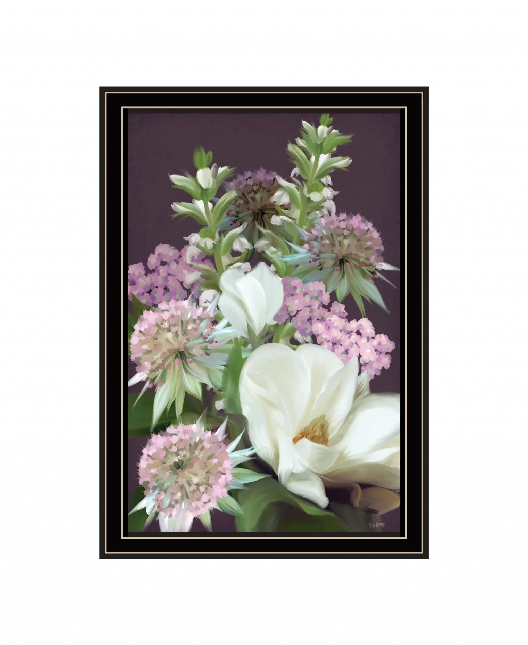 Wild For Plum Bouquet 2 Black Framed Print Wall Art - Homeroots - Flyclothing LLC