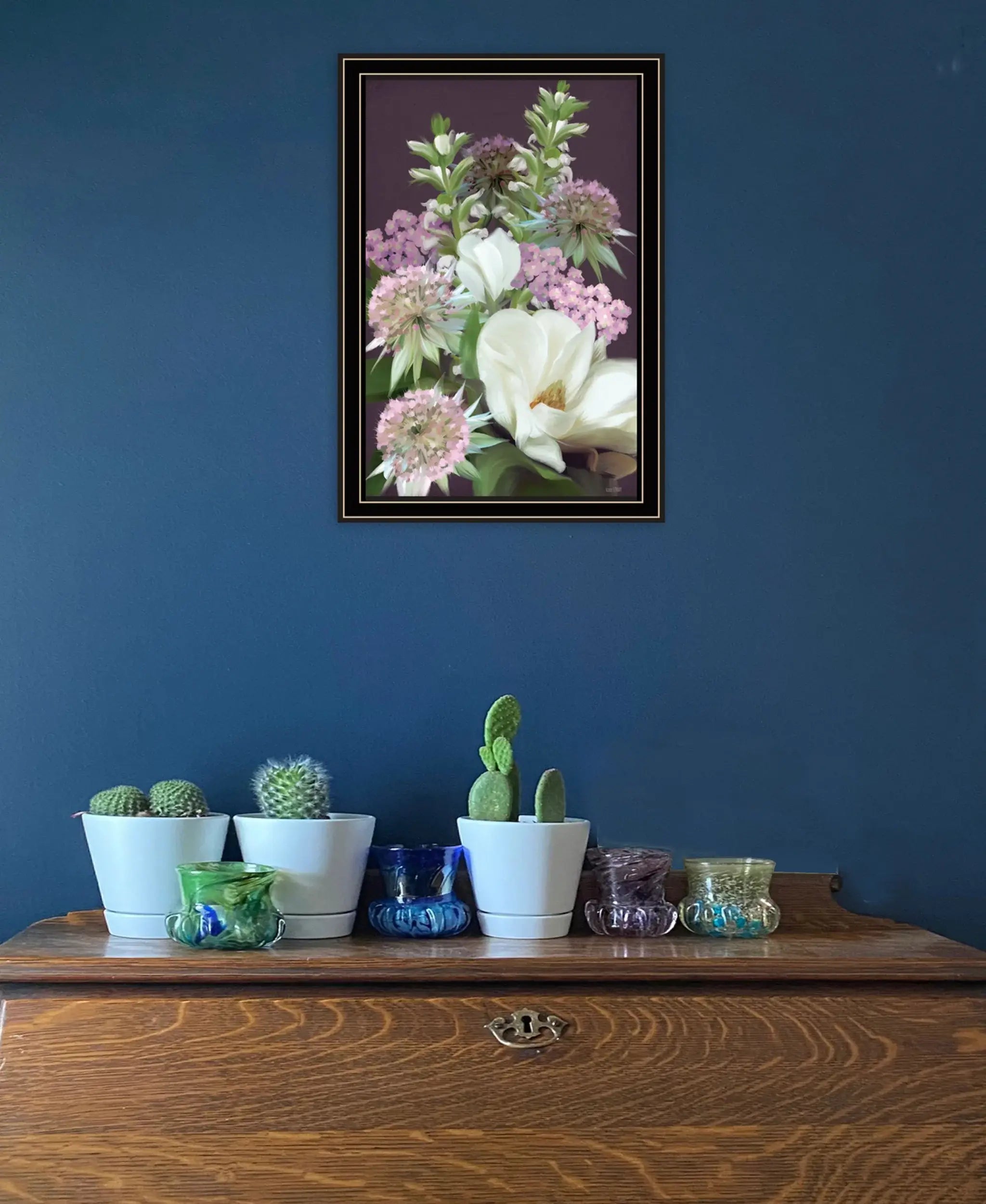 Wild For Plum Bouquet 2 Black Framed Print Wall Art - Homeroots - Flyclothing LLC
