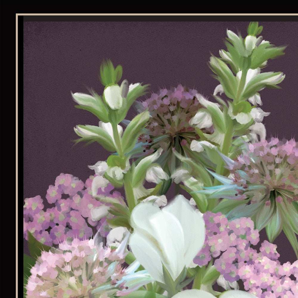 Wild For Plum Bouquet 2 Black Framed Print Wall Art - Homeroots - Flyclothing LLC