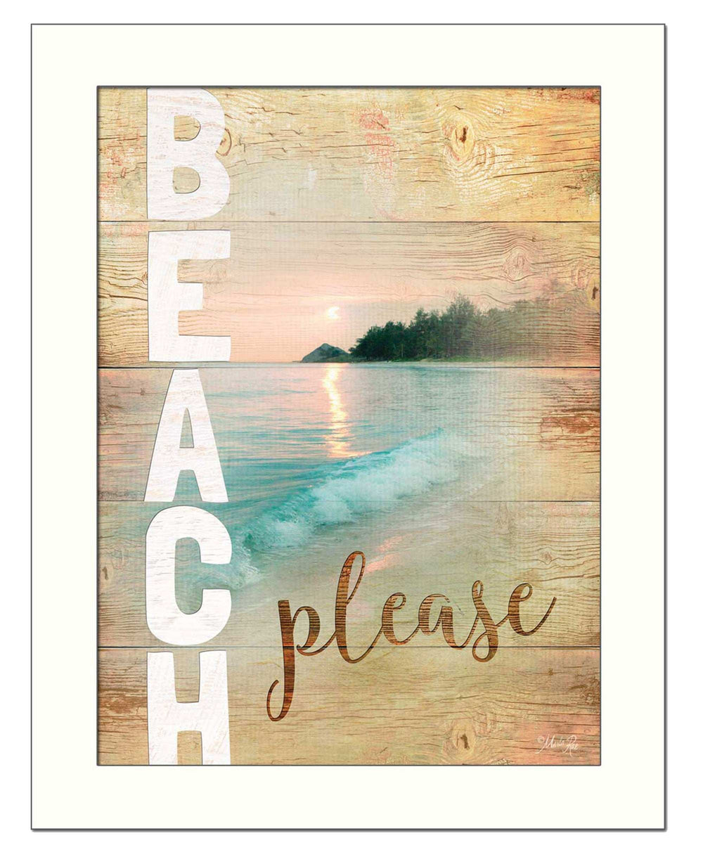 Beach Please 3 White Framed Print Wall Art - Homeroots - Flyclothing LLC